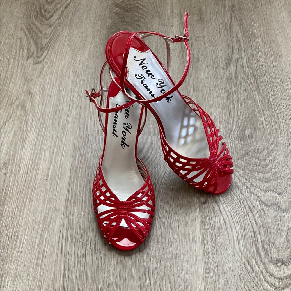 New York Transit Red Heels with Vintage Flair
